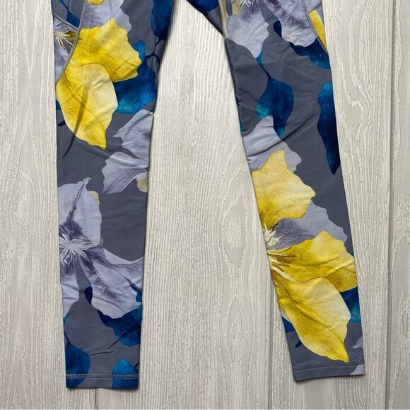 Calia Energize Gray Yellow Teal Floral Compression 7/8 Leggings Size XS X-Small - Picture 2 of 8
